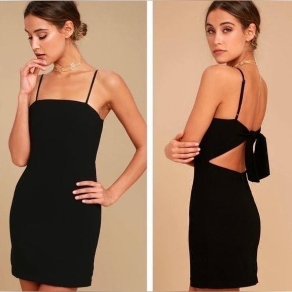 Lulus Dresses & Skirts - Lulu’s Toast to Life Black Mini Dress with Tie Back LBD EUC